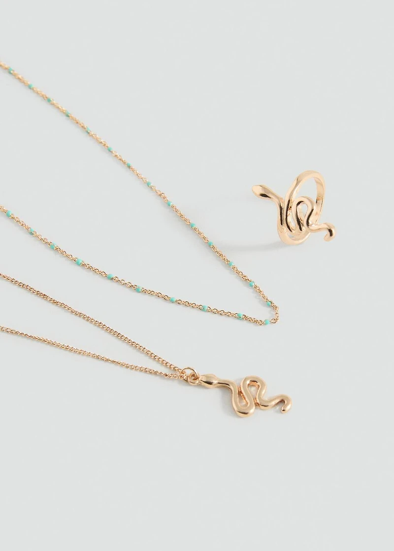 Snake necklace and ring pack