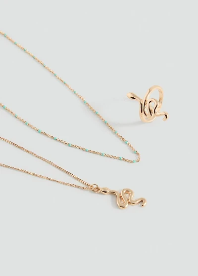 Snake necklace and ring pack
