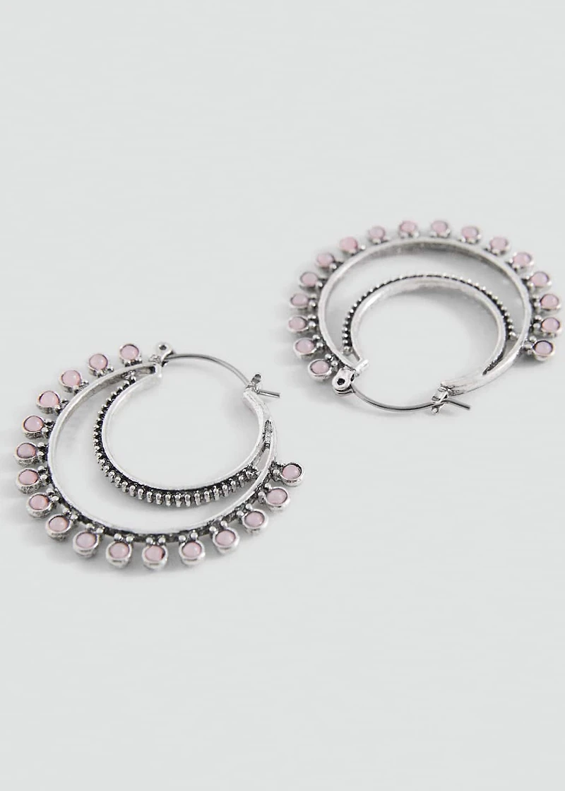 Semi-hoop earrings quartz detail