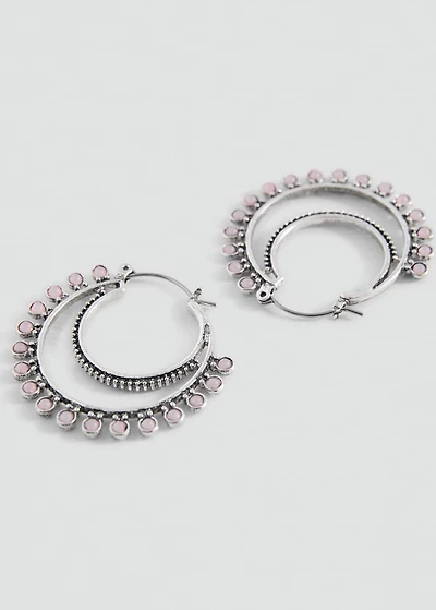 Semi-hoop earrings quartz detail