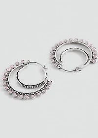 Semi-hoop earrings quartz detail