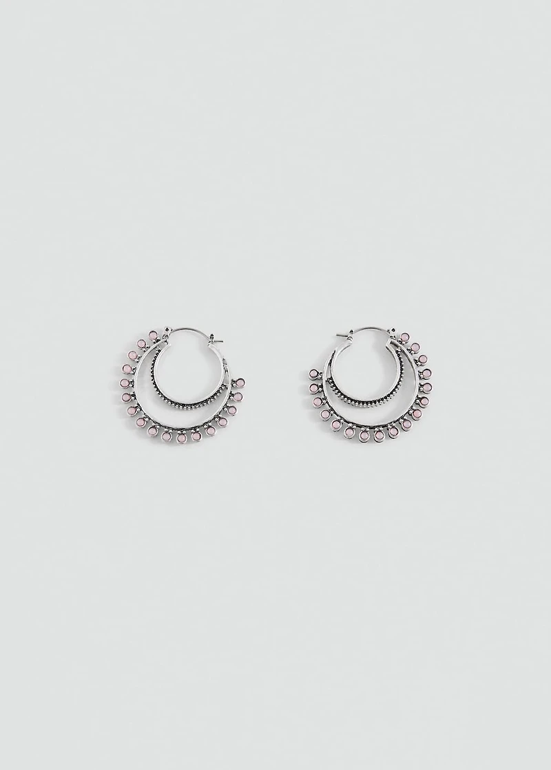 Semi-hoop earrings quartz detail