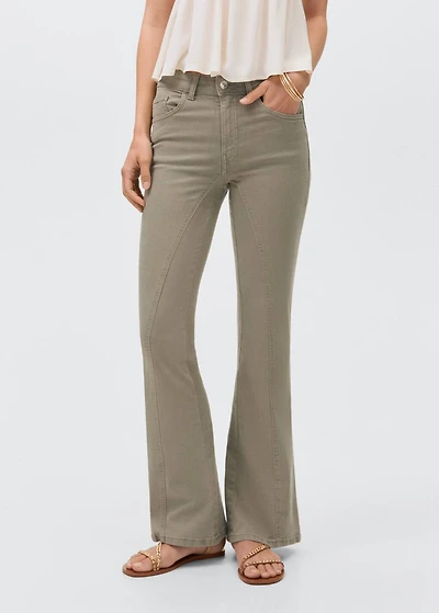 Decorative seam flared jeans