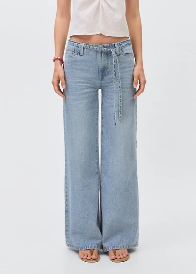Wide leg jeans with loop