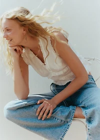 Wide leg jeans with loop