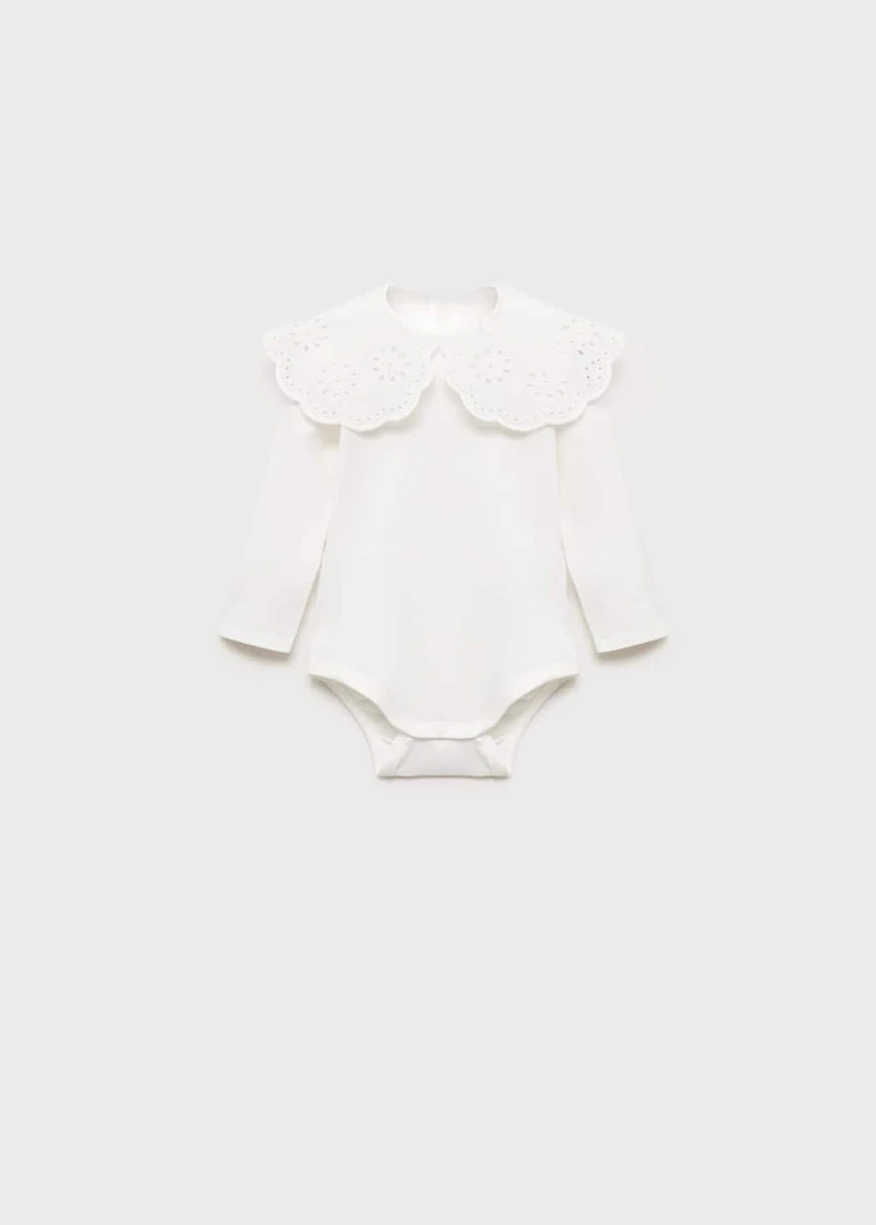 Embroidered babydoll-neck body