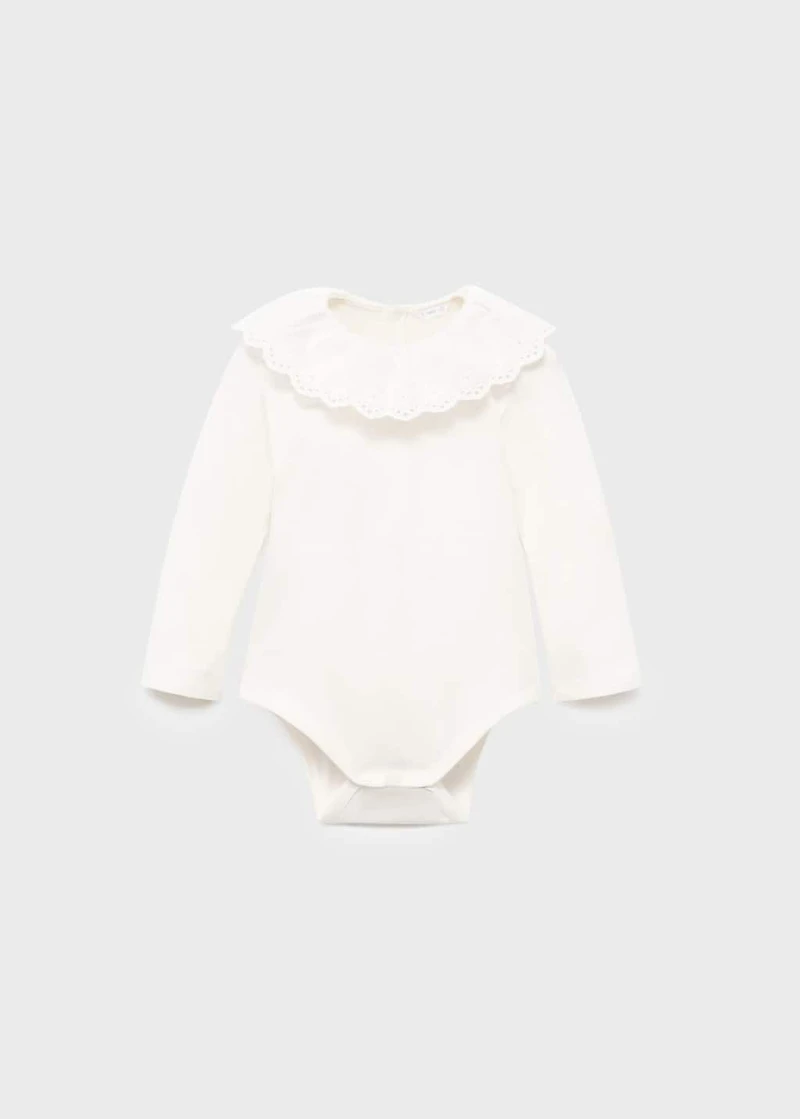 Cotton bodysuit with babydoll neckline