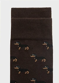 Dog-print cotton socks