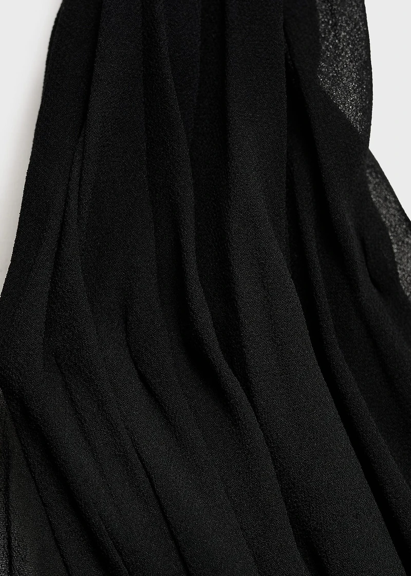 Long semi-transparent dress with crossed neckline