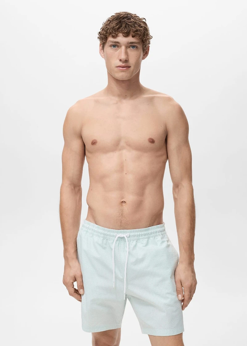 Seersucker swimming trunks