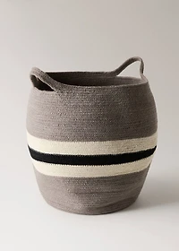 Large jute basket with stripes