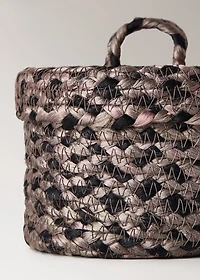 Small melange jute basket with small lid