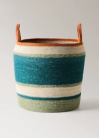 Medium multi-coloured seagrass basket with handle