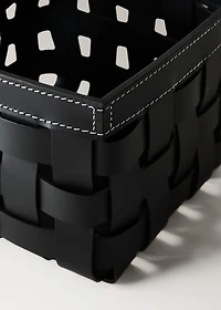 Small braided leather basket