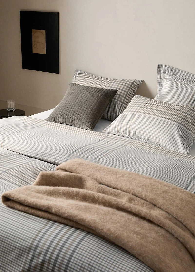 200-thread count percale cotton checked-print duvet cover for cm bed