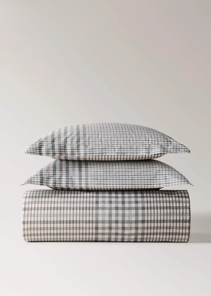 200-thread count percale cotton checked-print duvet cover for 180/200 cm bed