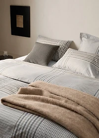 200-thread count percale cotton checked-print duvet cover for 180/200 cm bed