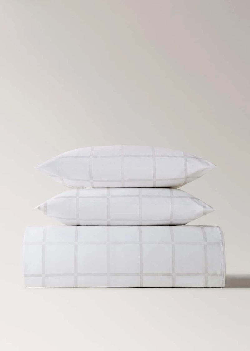 Reversible percale cotton duvet cover with stripe and checked print for cm bed