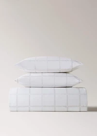 Reversible percale cotton duvet cover with stripe and checked print for cm bed