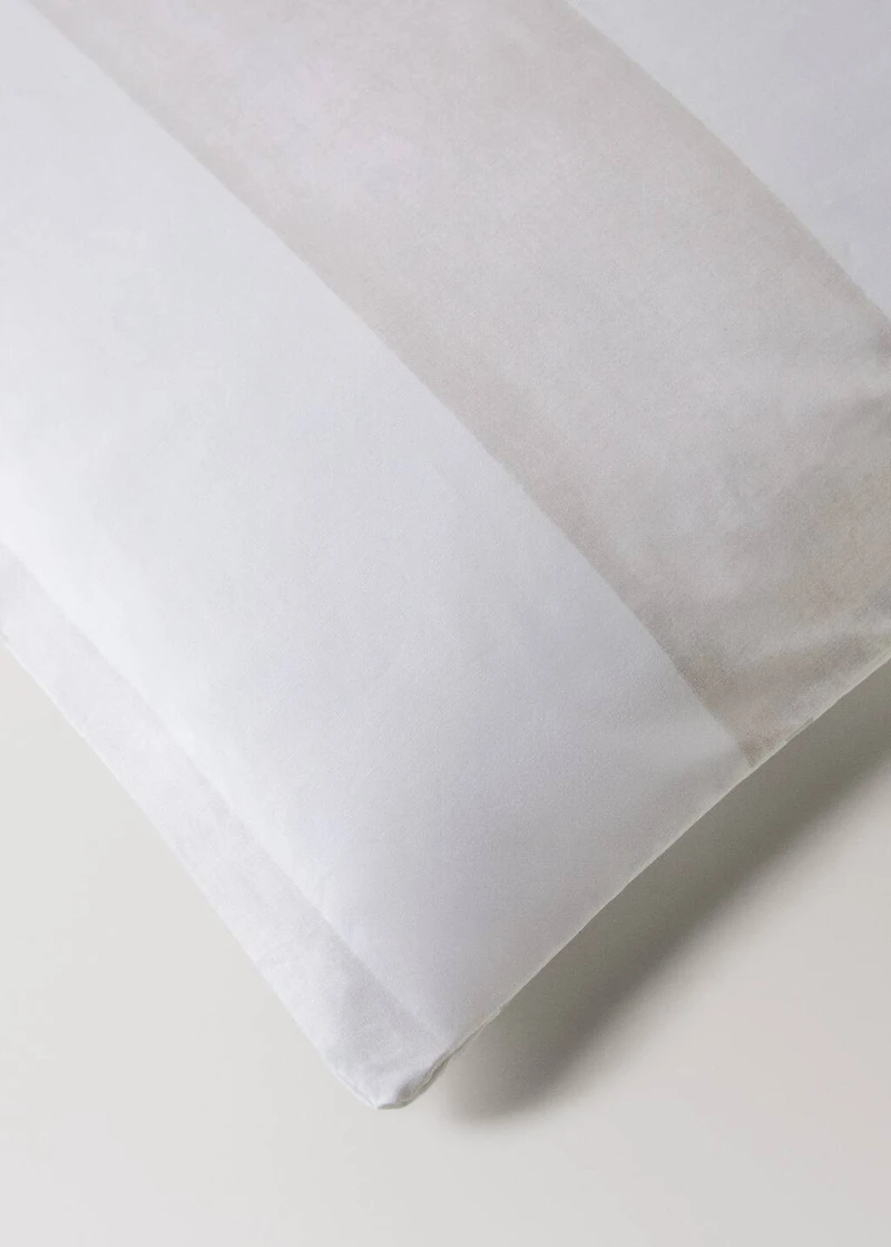Reversible percale cotton duvet cover with stripe and checked print for cm bed
