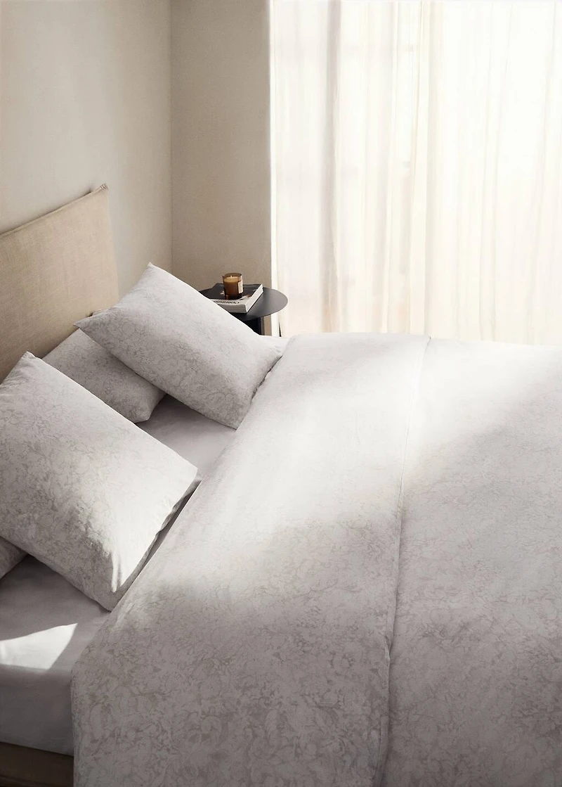 Percale cotton duvet cover with blurred floral print for cm bed