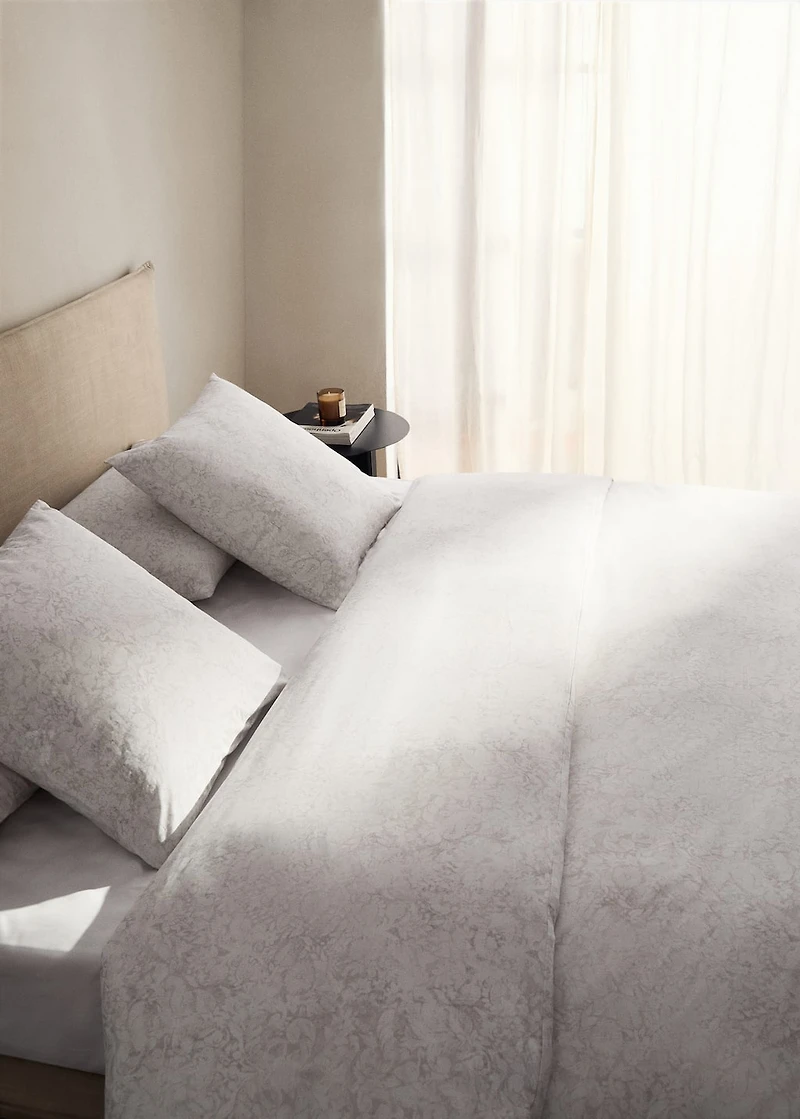 Percale cotton duvet cover with blurred floral print for 135/140 cm bed