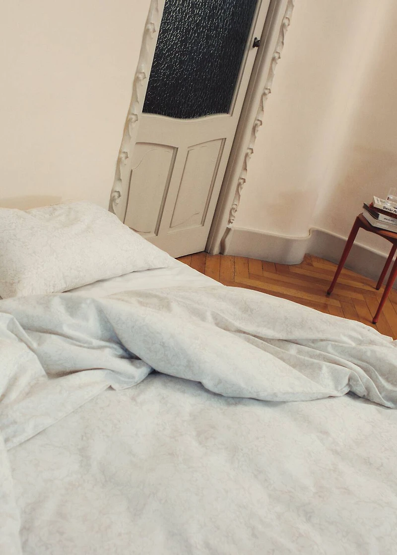 Percale cotton duvet cover with a blurred floral print for 180/200 cm bed