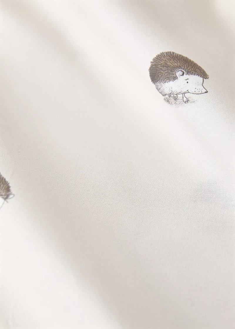 Children's cotton duvet cover with hedgehog print for 90 cm bed