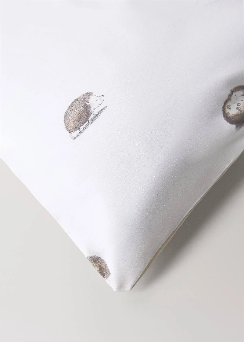 Children's cotton duvet cover with hedgehog print for 90 cm bed