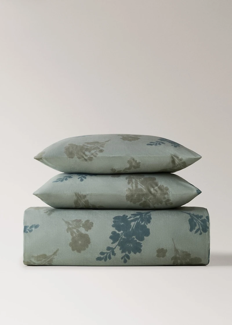 200-thread count percale cotton duvet cover with blurred floral print for 180/200 cm bed