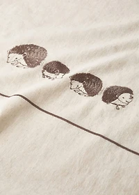 Children's cotton linen duvet cover with embroidered hedgehogs, 90 cm bed