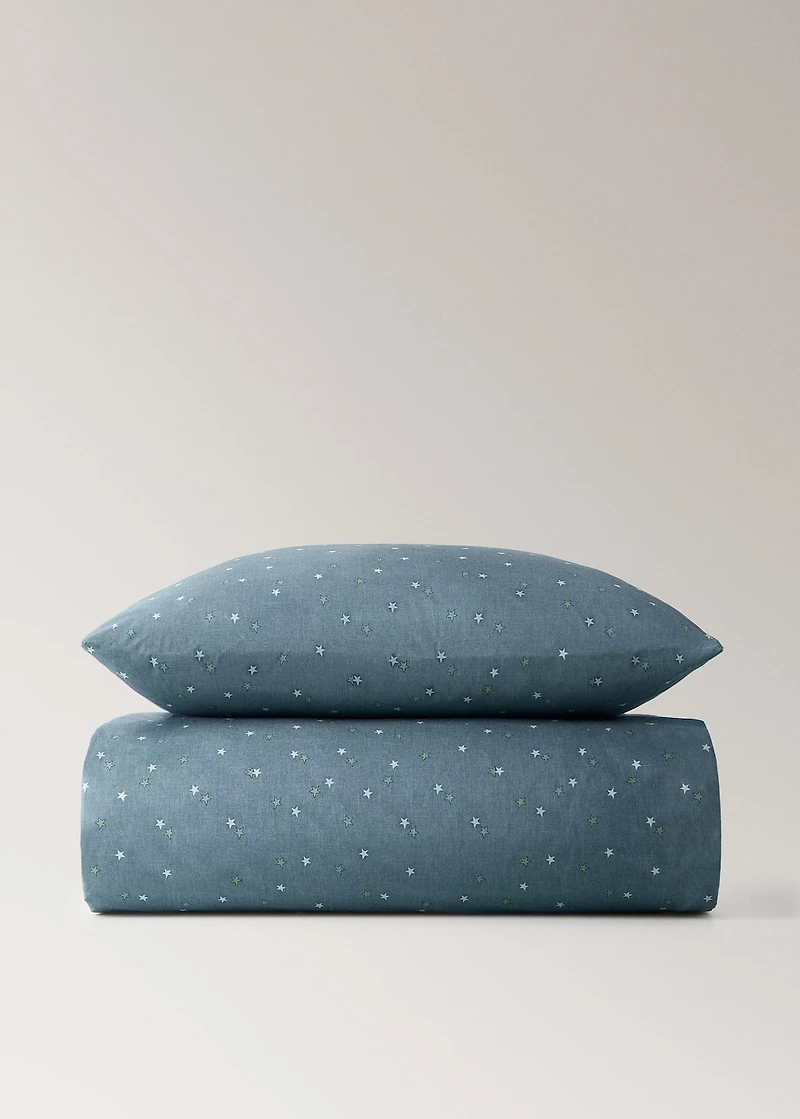 Children's reversible cotton duvet cover with star print for 90 cm bed
