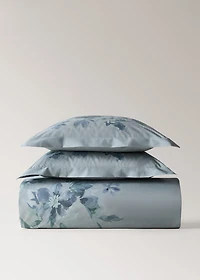 Percale cotton watercolour floral-print duvet cover for 150/160 cm bed
