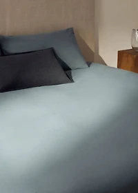 Washed-cotton duvet cover for 90 cm bed