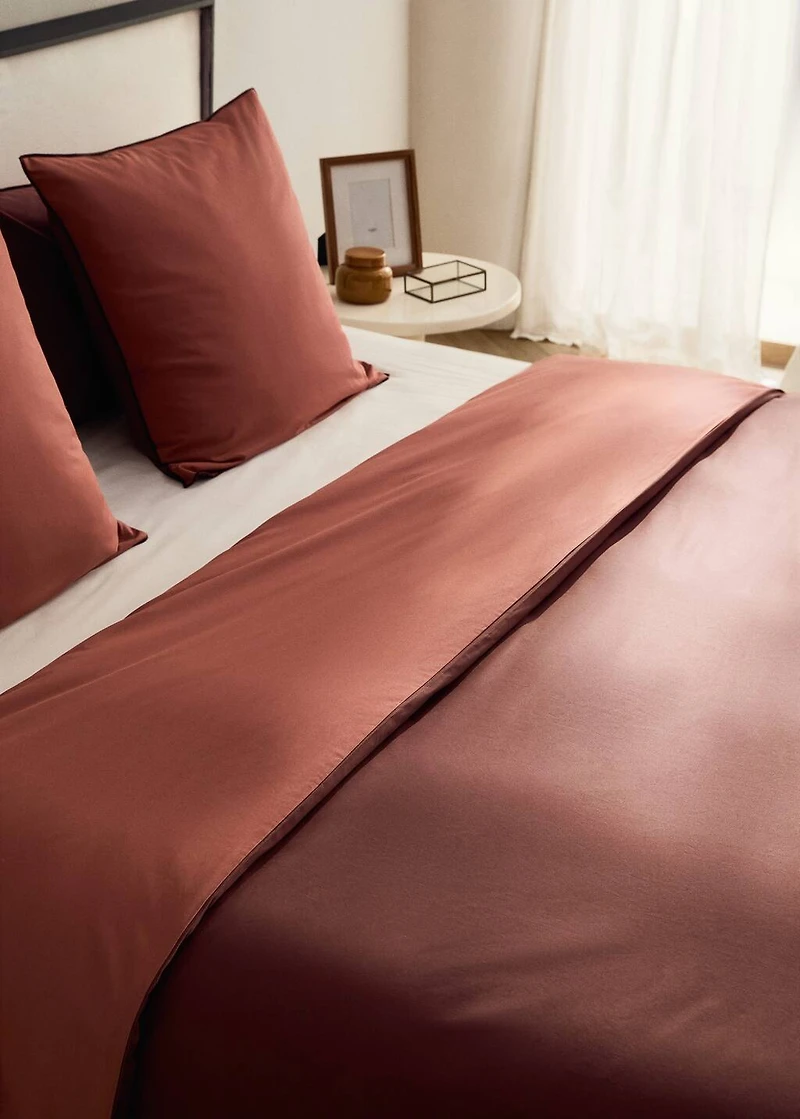 200-thread count percale cotton duvet cover with contrasting overlock for 200 cm bed