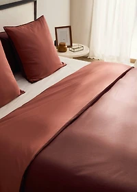 200-thread count percale cotton duvet cover with contrasting overlock for 200 cm bed