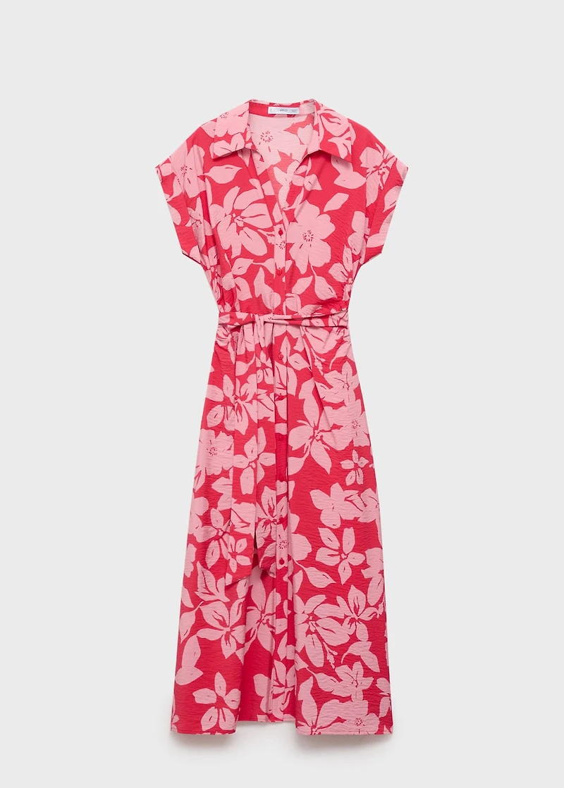 Floral-print shirt-style dress