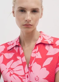 Floral-print shirt-style dress