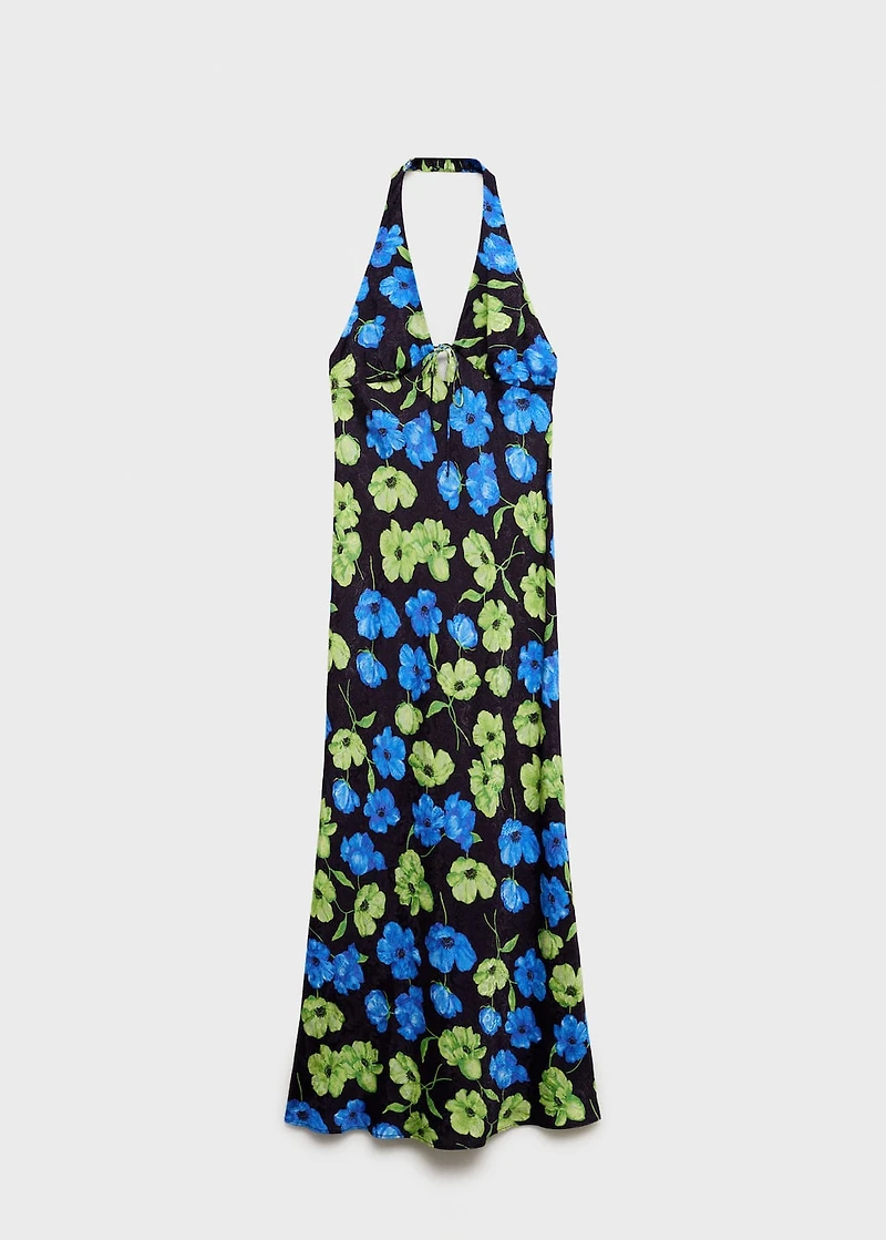 Floral-print halter-neck dress