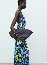 Floral-print halter-neck dress