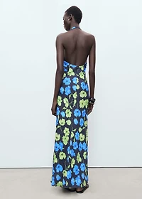 Floral-print halter-neck dress