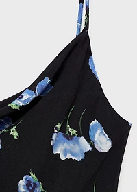 Midi-dress with draped neckline