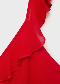 Midi-dress with ruffle neckline