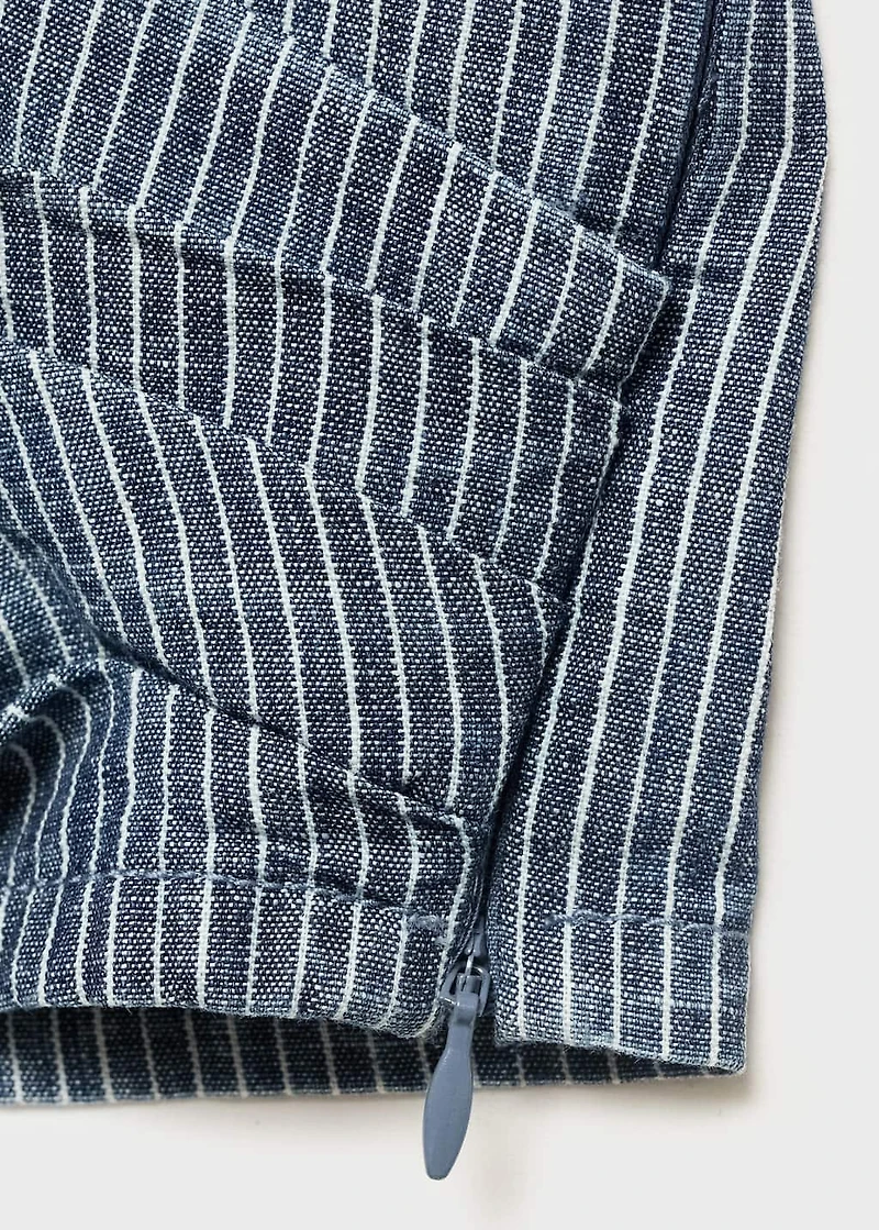 Striped crossover denim top