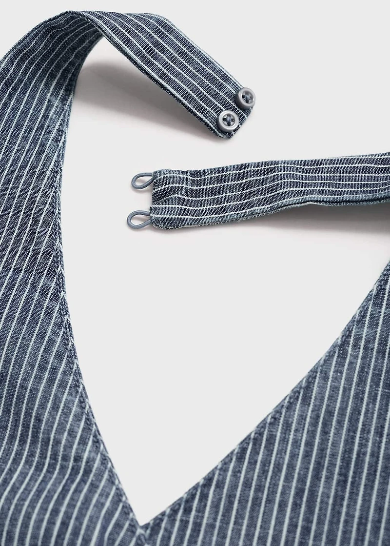 Striped crossover denim top