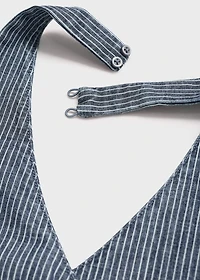 Striped crossover denim top