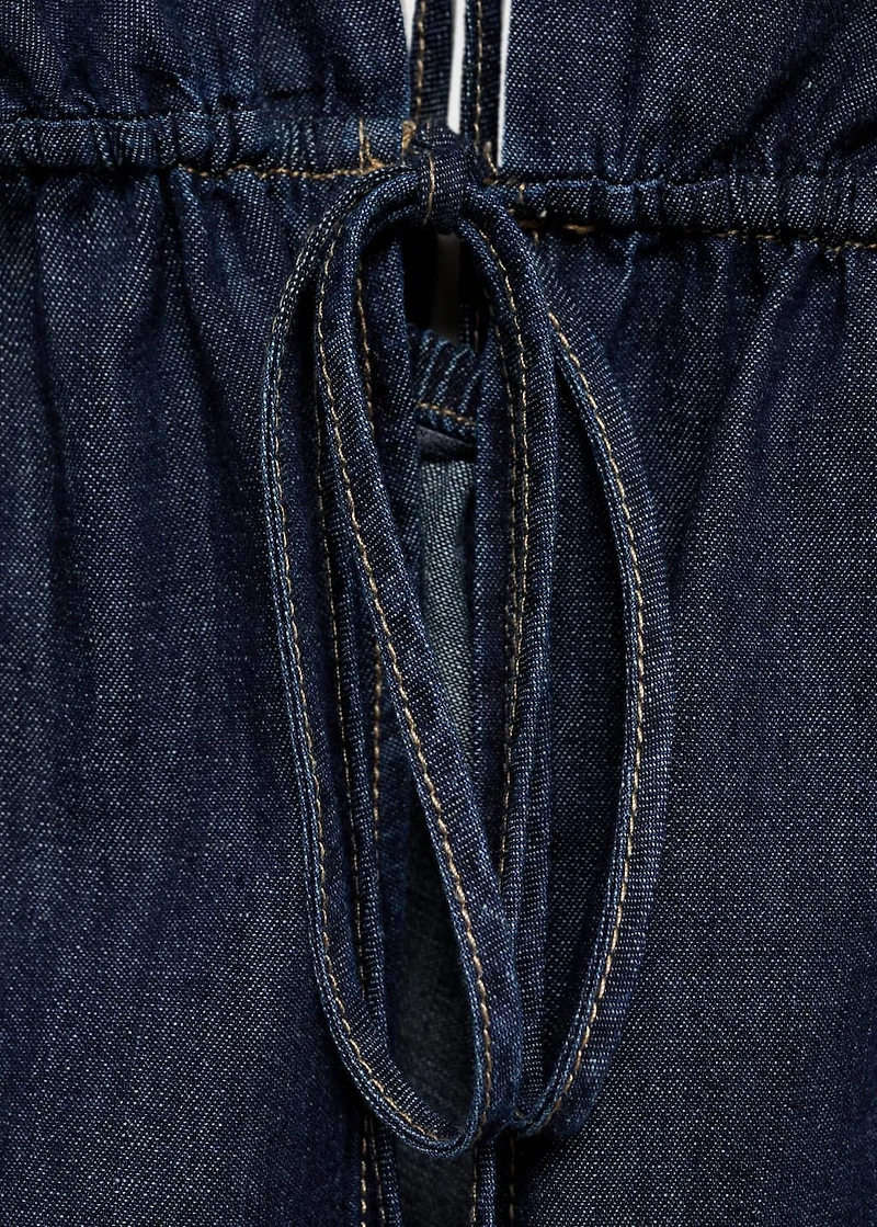 V-neck denim top with bow