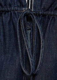 V-neck denim top with bow