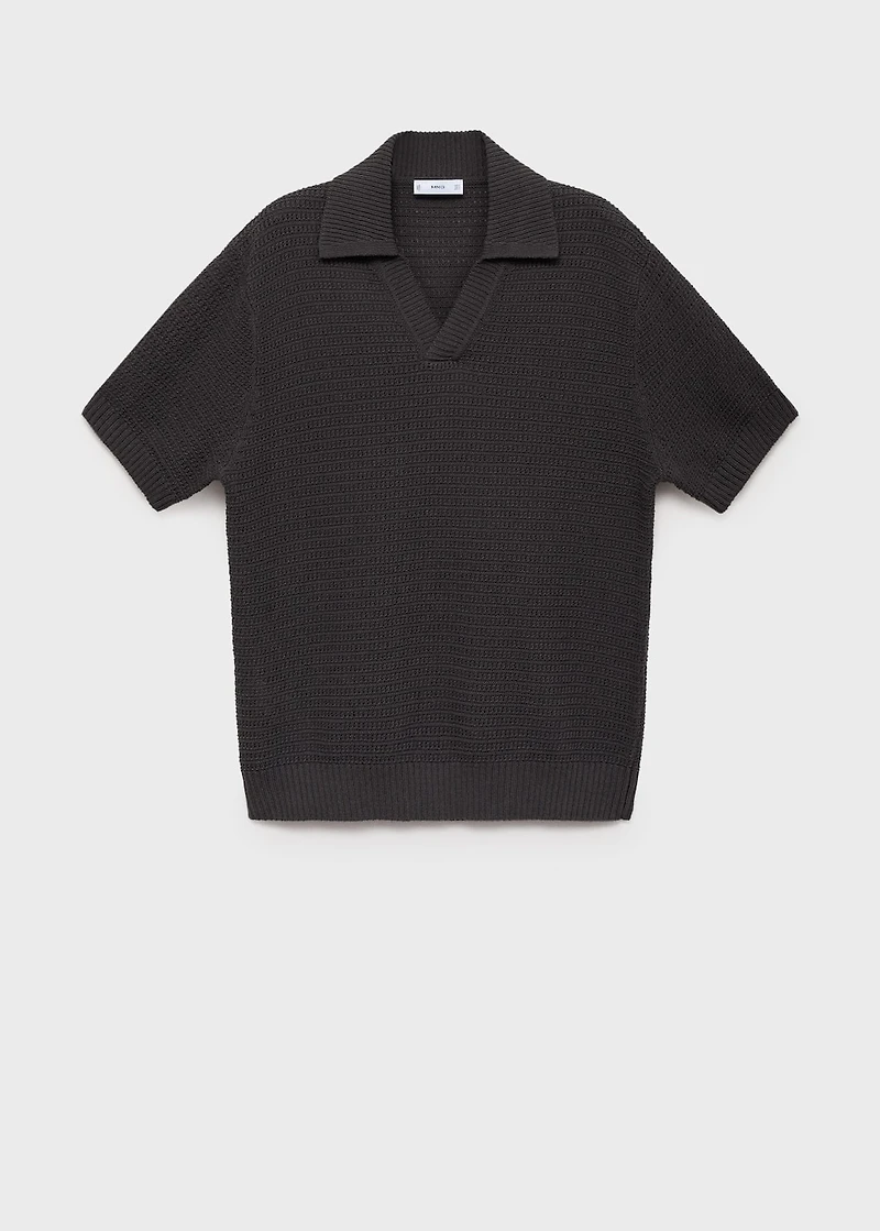 Crochet cotton polo shirt