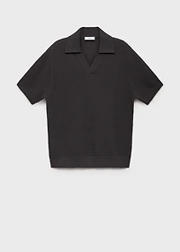 Crochet cotton polo shirt